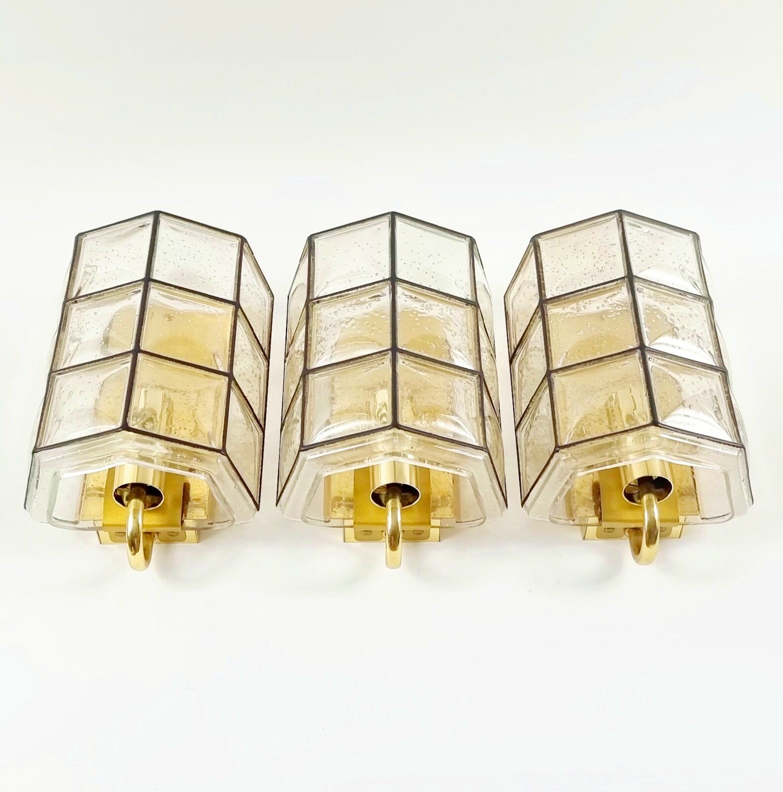 Mid-Century Bubble Glass & Iron Wall Lights from Limburg, Germany, 1960s