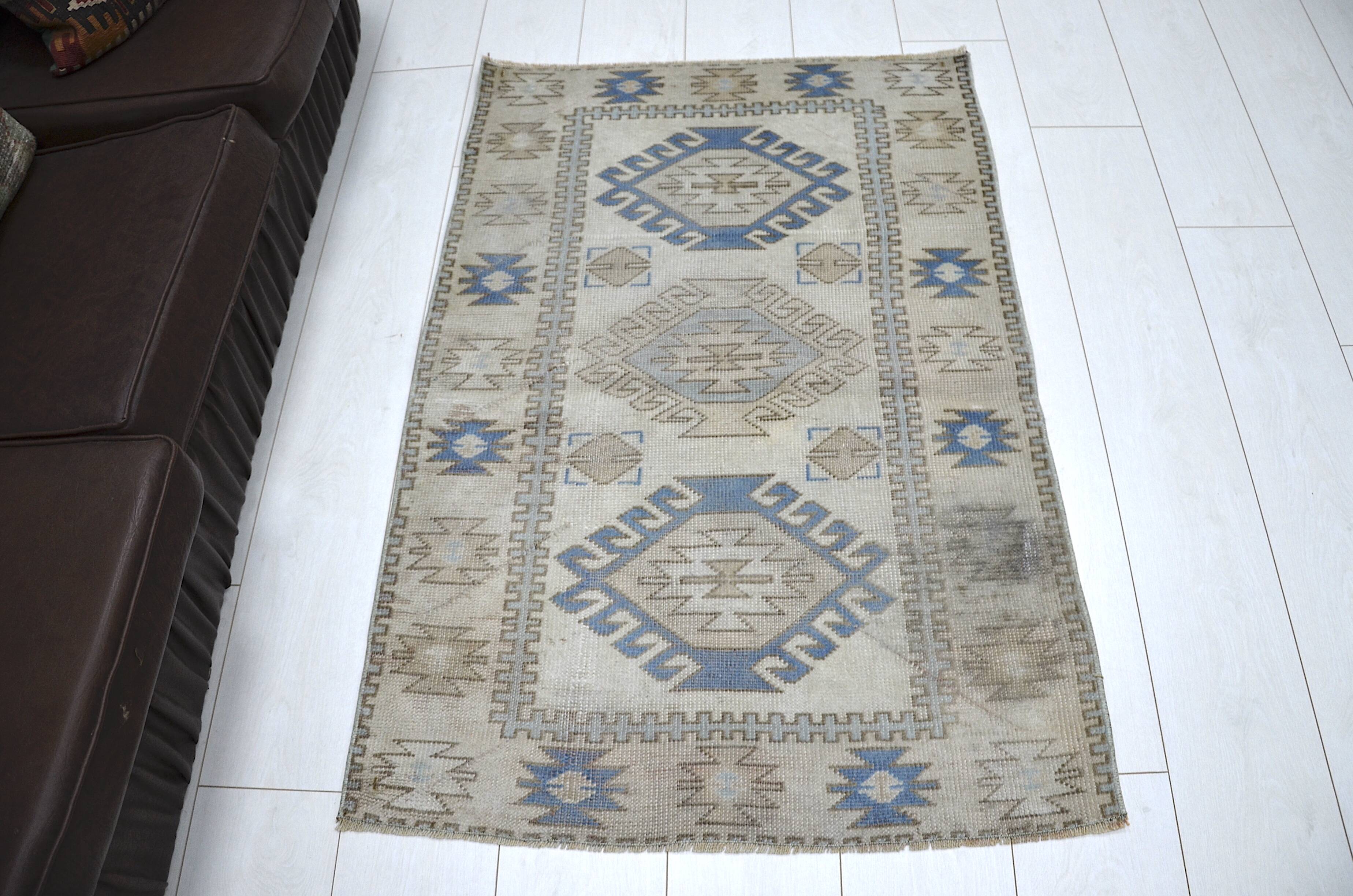 Tapis Oushak bleu et beige sku 1163