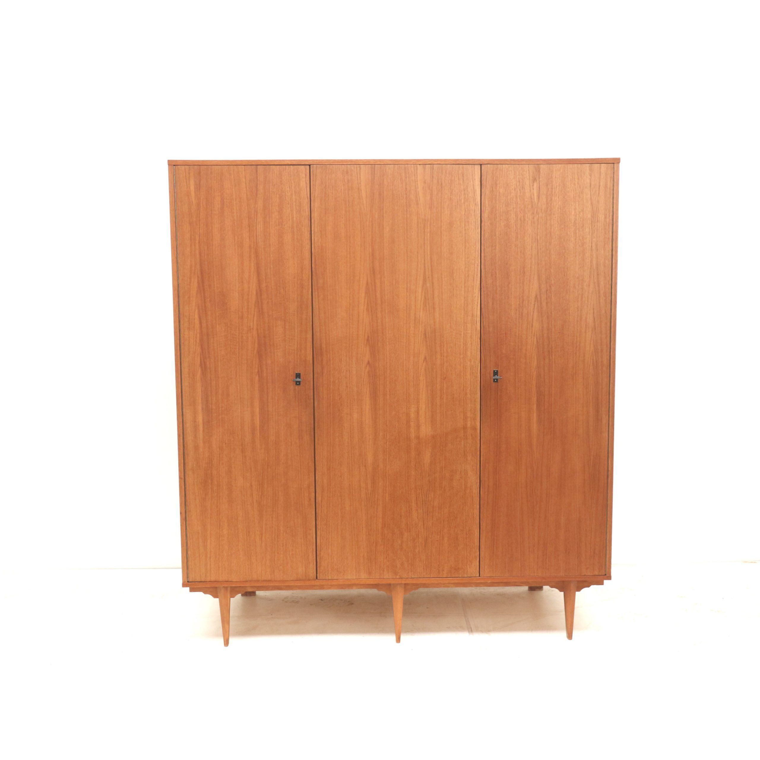 Vintage Belgian design 3-door wardrobe made in the 1960s