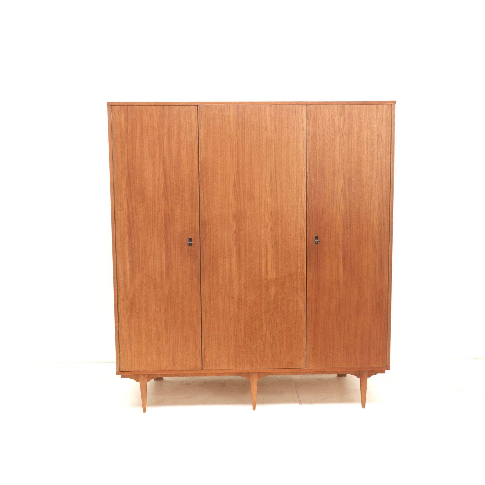 Vintage Belgian design 3-door wardrobe made in the 1960s