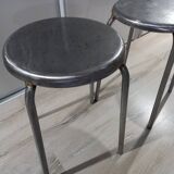 Pair of Industrial Stools in Raw Metal