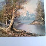 Antique oil painting – Lakeside – nature and tranquility
