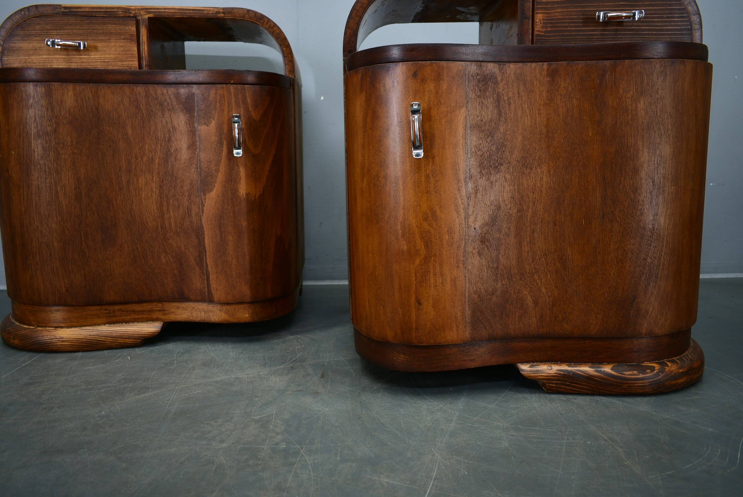 1939s Pair of Art Deco Bedside Tables, Czechoslovakia