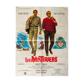 Affiche cinéma originale "Les Aventuriers" Lino Ventura, Alain Delon 60x80cm 1967