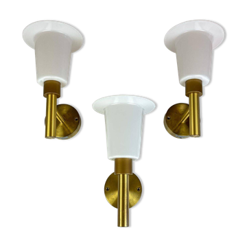 Mid-century brass and acrylic wall lamps Luxus, Sweden, 1960s