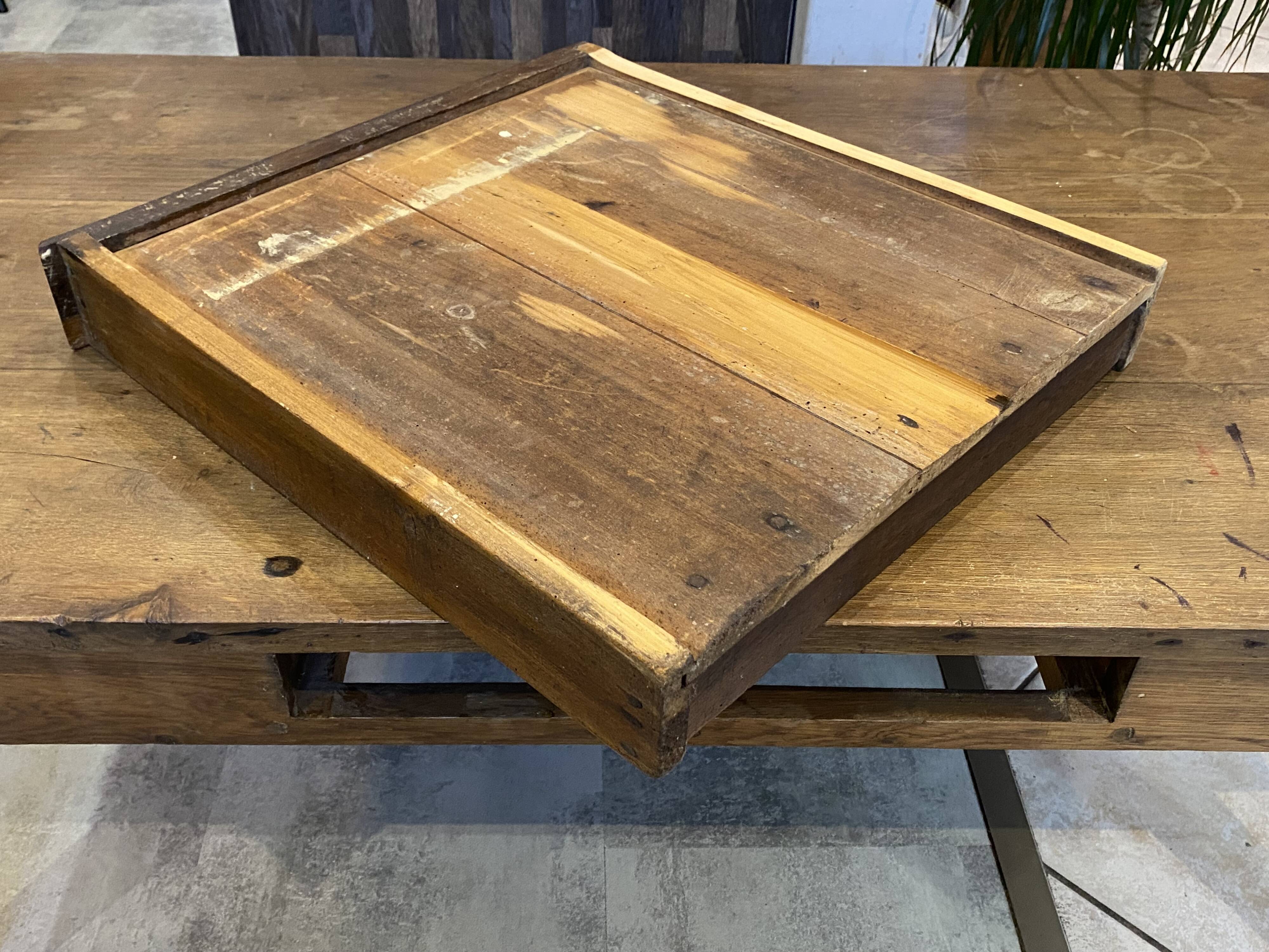 Rustic farmhouse coffee table, solid oak with 1 drawer, 1930.