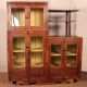 Ancienne vitrine Art Déco en teck birman patine jaune intérieure d'origine