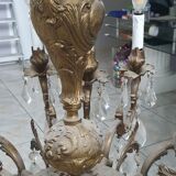 Lustre ancien en bronze et cristal