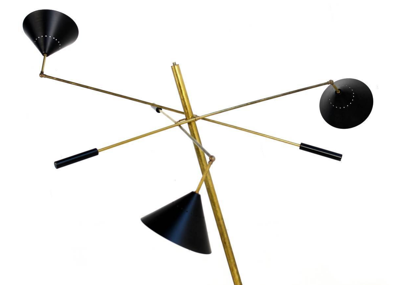 Lamp post pendulum with 3 arms in the style of Italian creations of the 1950s