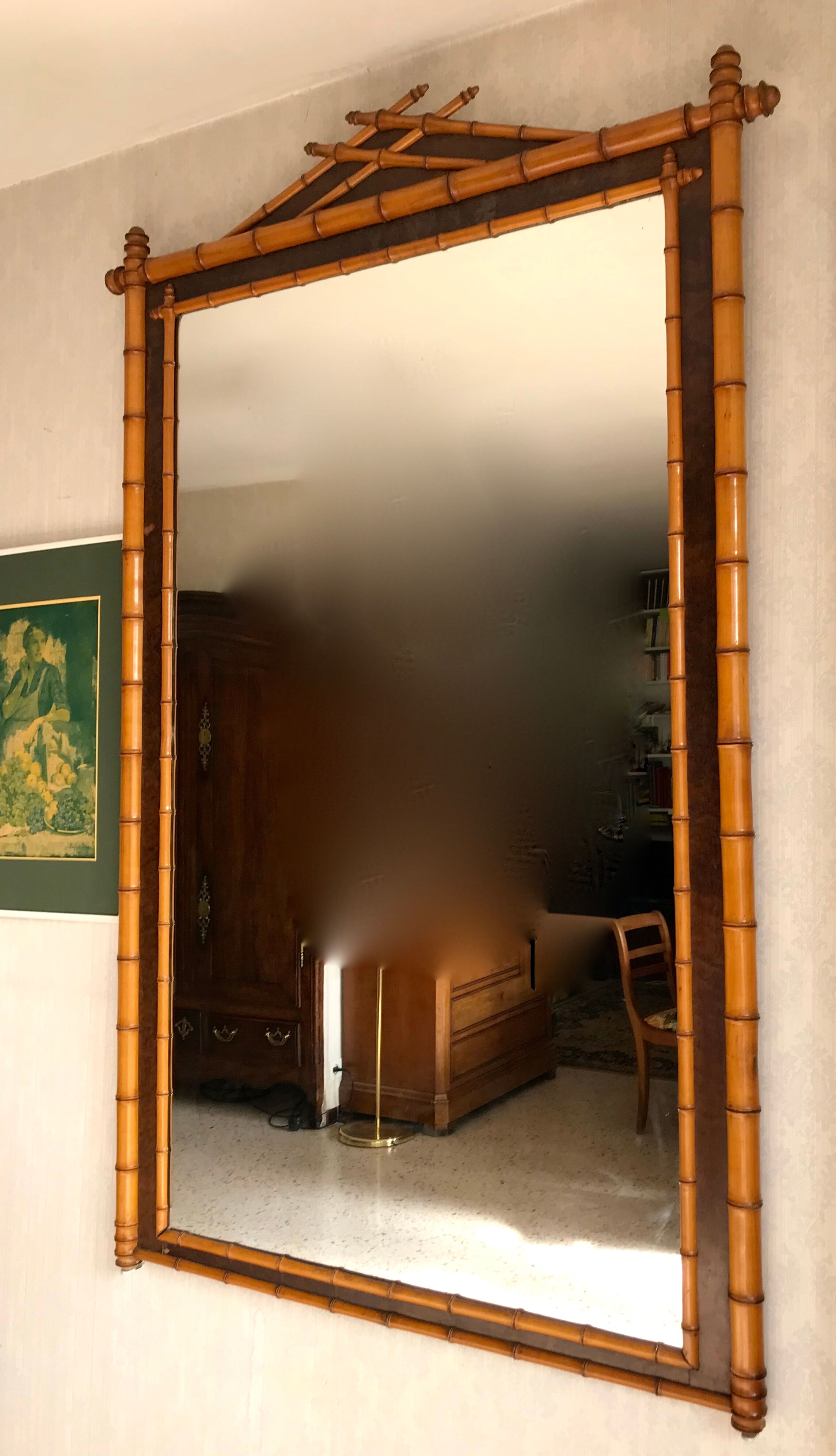 Mirror pitchpin XIXème two-tone bamboo collection circa 1870 napoleon iii