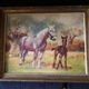 Tableau ancien à l'huile représentant des chevaux