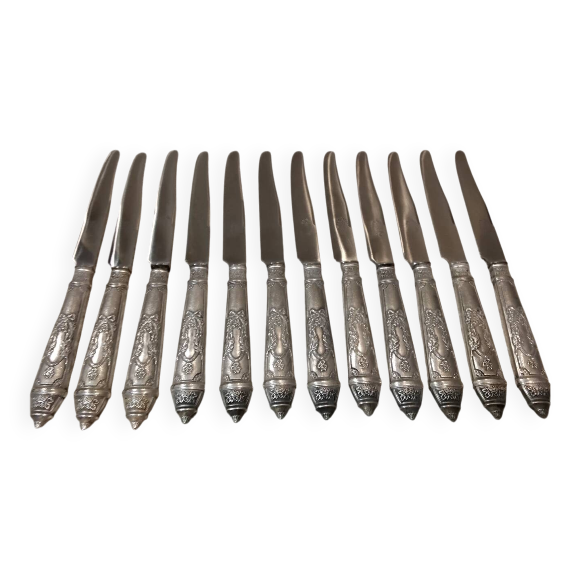 12 silver-plated metal dessert knives yrras louis xvi style