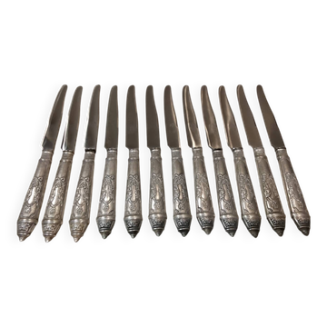 12 couteaux a dessert metal argente lame yrras style louis xvi