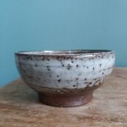 Handmade stoneware bowl and emptying tray
