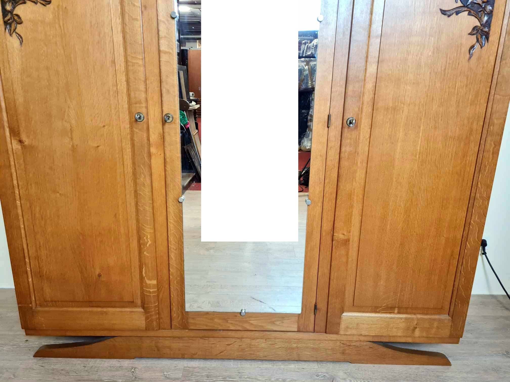 art deco period wardrobe in blond oak circa 1940
