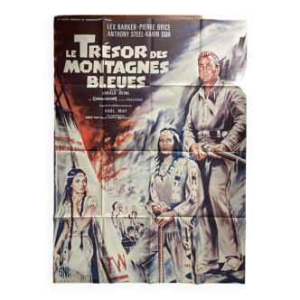 Affiche cinéma originale "Les trésor des montagnes bleues" Lex Barker 120x160cm 1964
