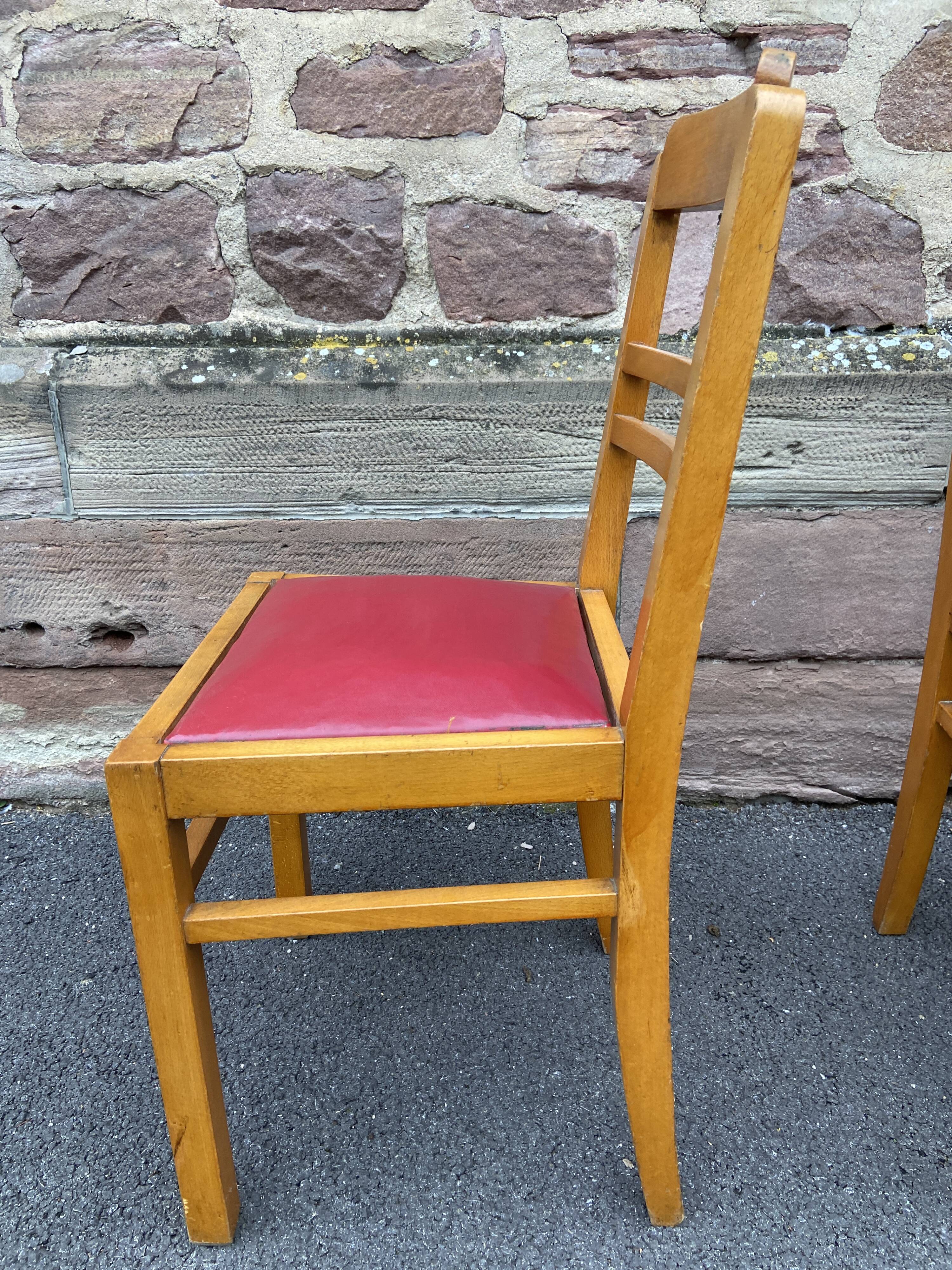 Lot of 4 vintage art deco chairs 1950 mid-century furniture damaged by rené gabriel