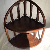 Corner shelf in dark rattan, 60s/70s