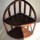 Corner shelf in dark rattan, 60s/70s