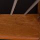 Pair of Kai Kristiansen Paperknife lounge chairs in teak and natural wool