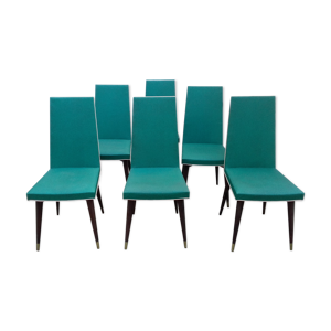 Six chaises modernistes skaï vert