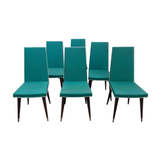 Six chaises modernistes skaï vert