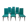 Six chaises modernistes skaï vert