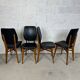 Set of 4 vintage chairs in black leatherette