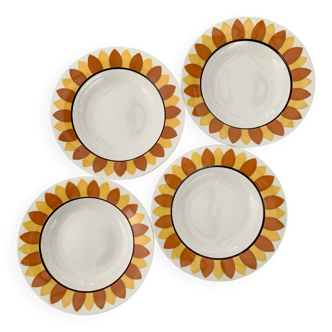 Digoin Sarreguemines soup plates SUNFLOWER decor