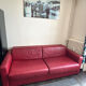 Red genuine cowhide convertible sofa