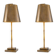 Pair of patinated brass table lamps with bamboo decoration.