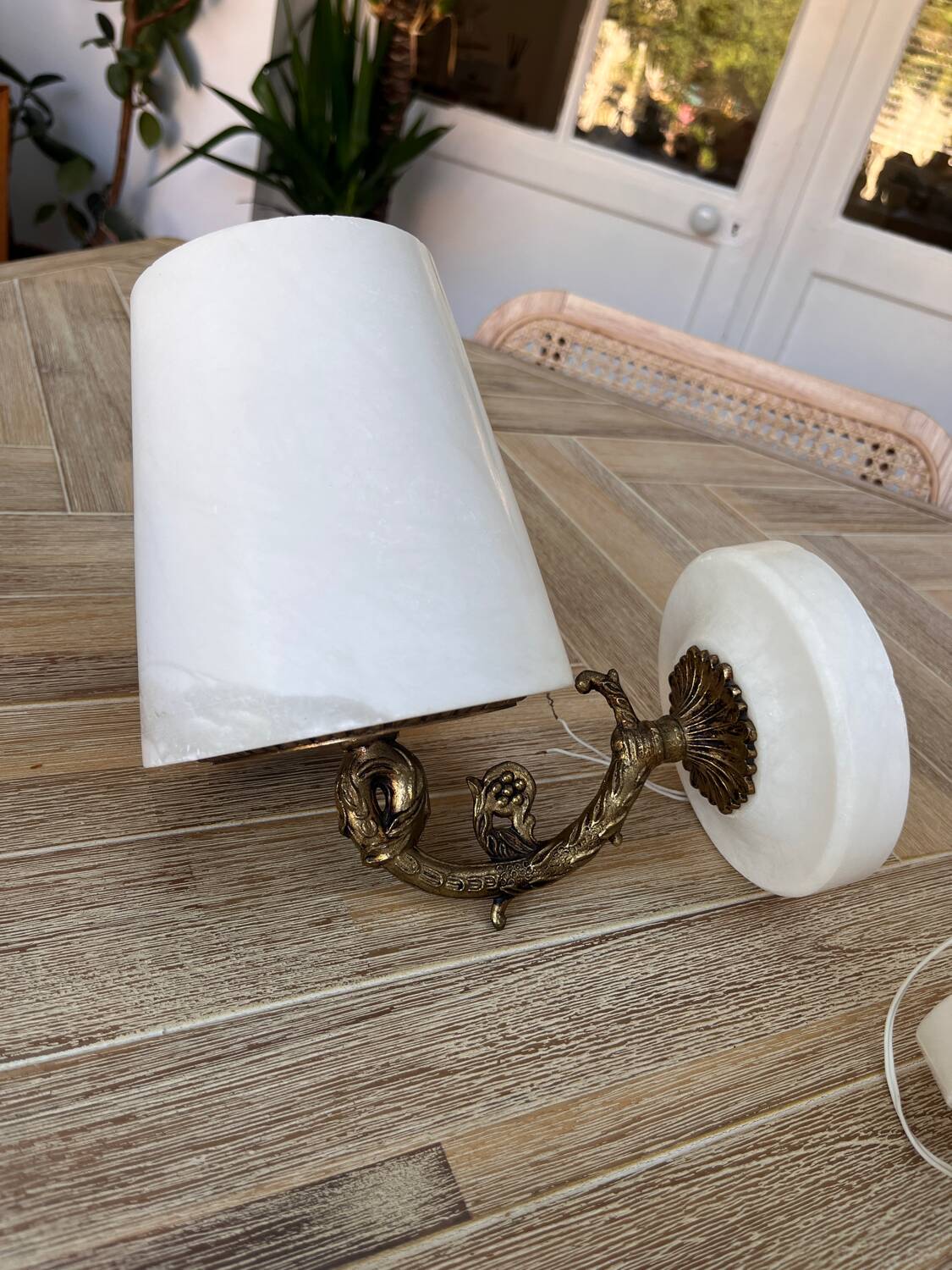 Pair of marble wall lights