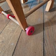 Doll high chair in wood – 1970s, foldable and on wheels
