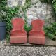 Pair of vintage pink velvet toad armchairs 1960