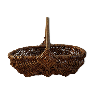Panier ancien rotin vintage rétro