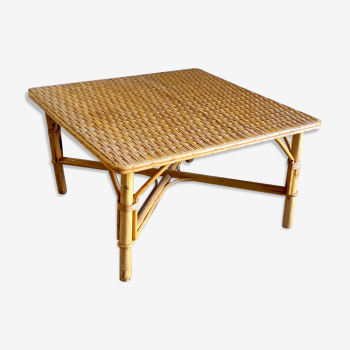 Rattan coffee table, 60s-70s