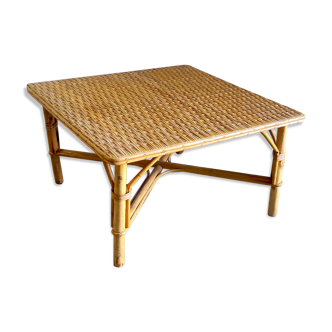 Rattan coffee table, 60s-70s