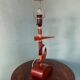 Vintage mid-century modern Danish sculptural teak table lamp
