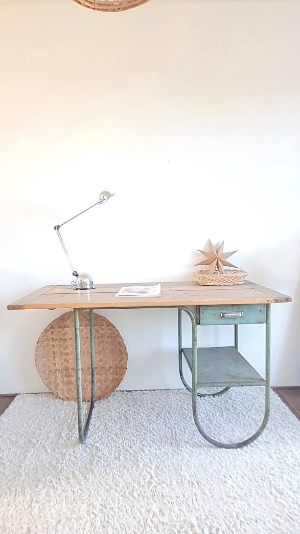 Wood and metal desk circa the 1950s.