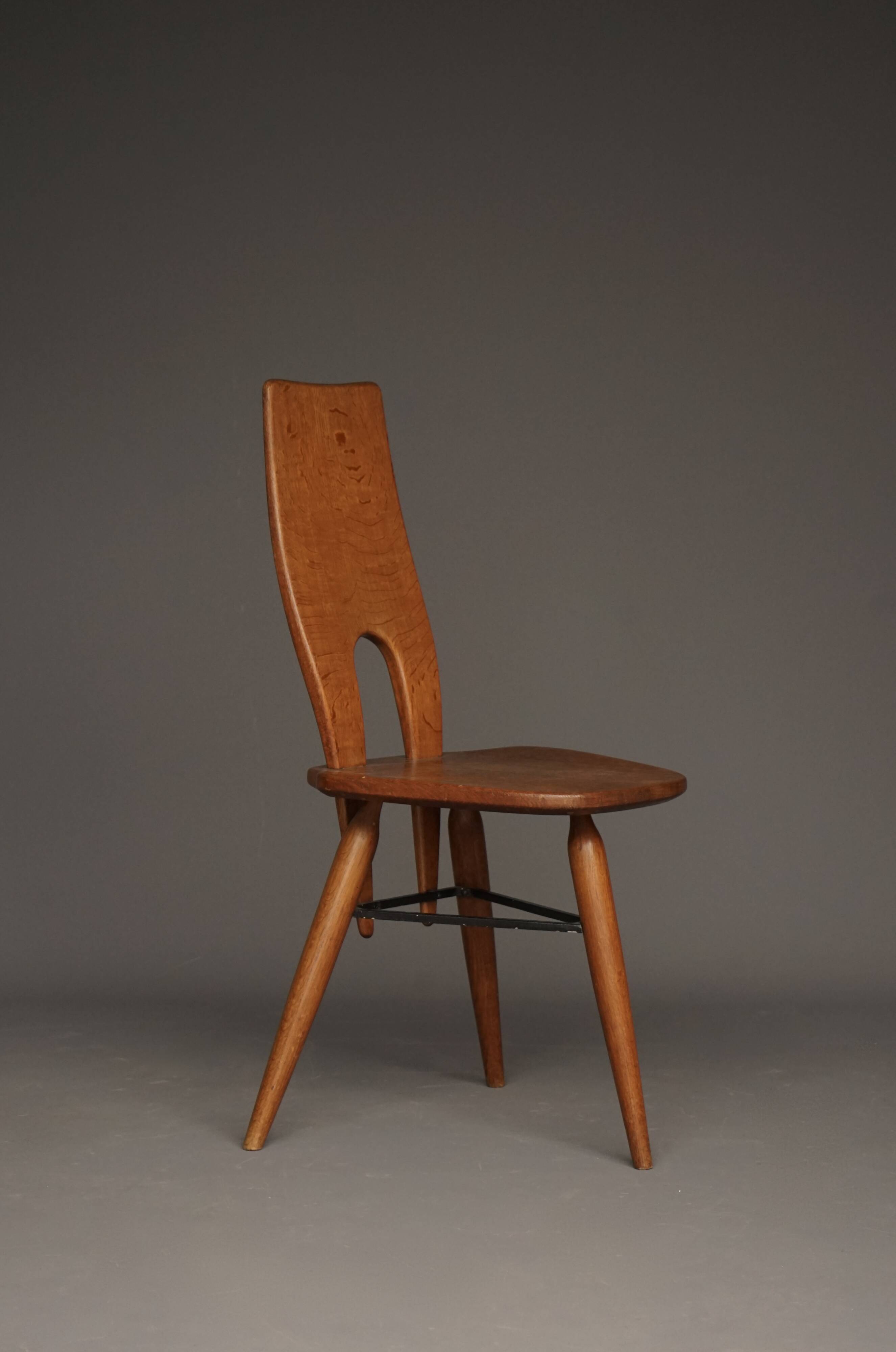 Italian Oak Side Chair, 1950s