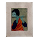 Acrylic on paper, flute player, by Tran Long, 20th century