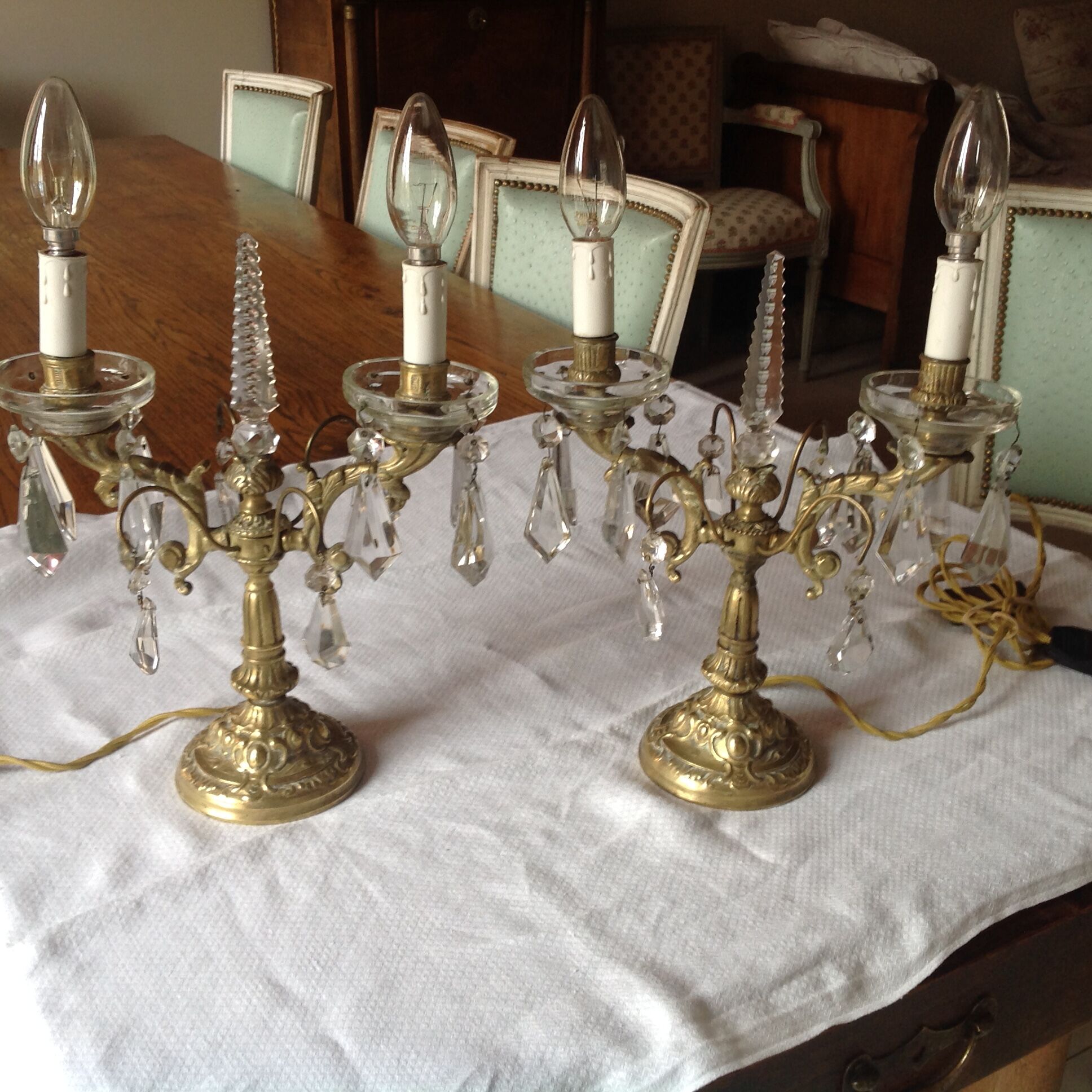 Pair of bronze girandoles circa 1940