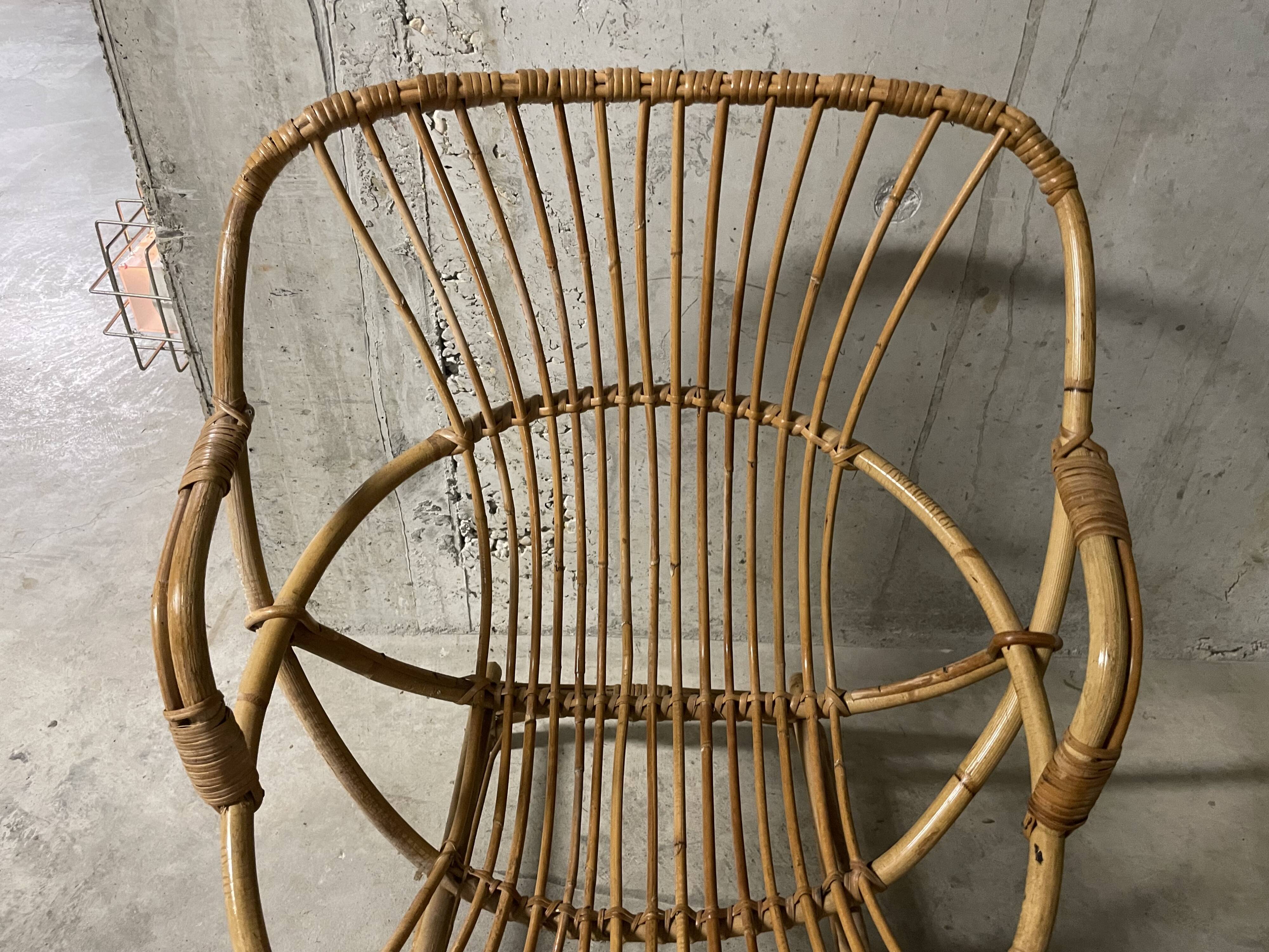 Fauteuil en rotin années 60