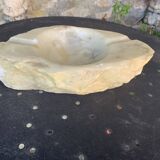Large marble ashtray, white, beige, gray veins, vintage stone
