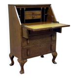 English donkey desk in oak and leather top, 1950s