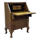 Bureau dos d'âne anglais en chêne et dessus cuir, années 50