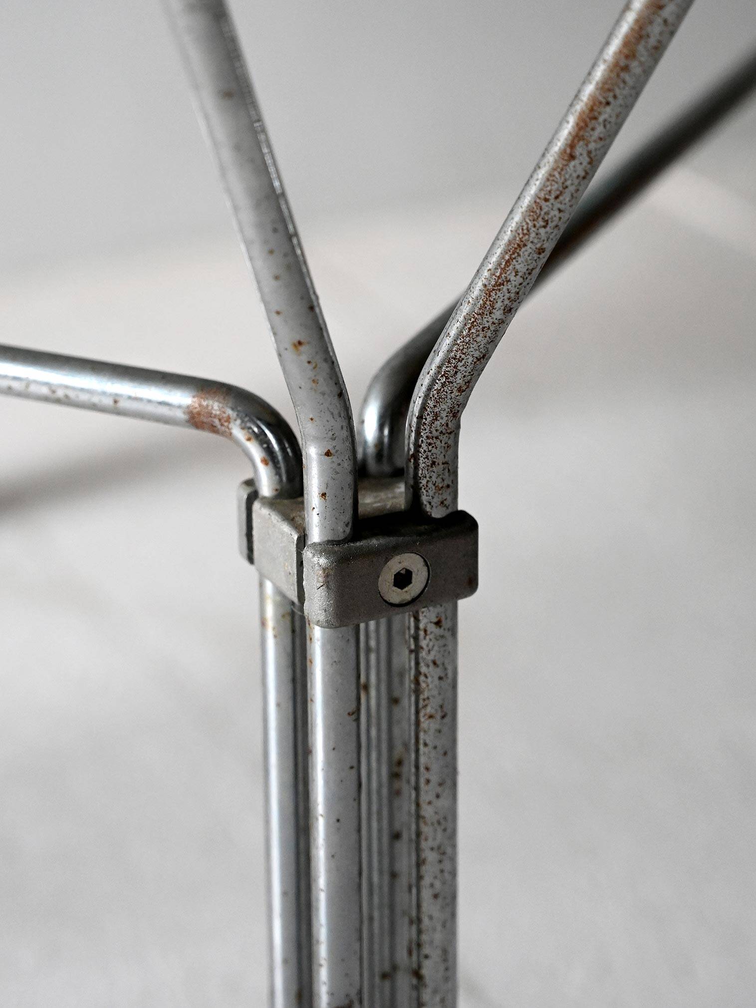 Vintage glass and steel coffee table