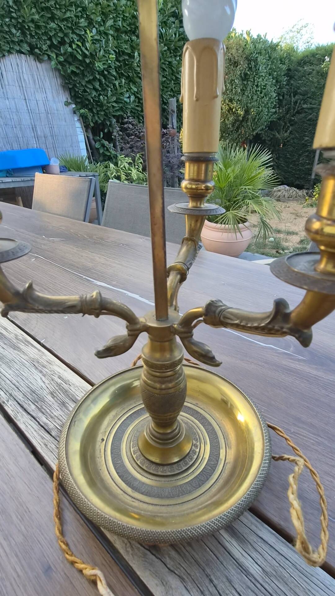 Vintage Bouillotte Lamp in Bronze – Empire/Directoire Style – Signed F.B.