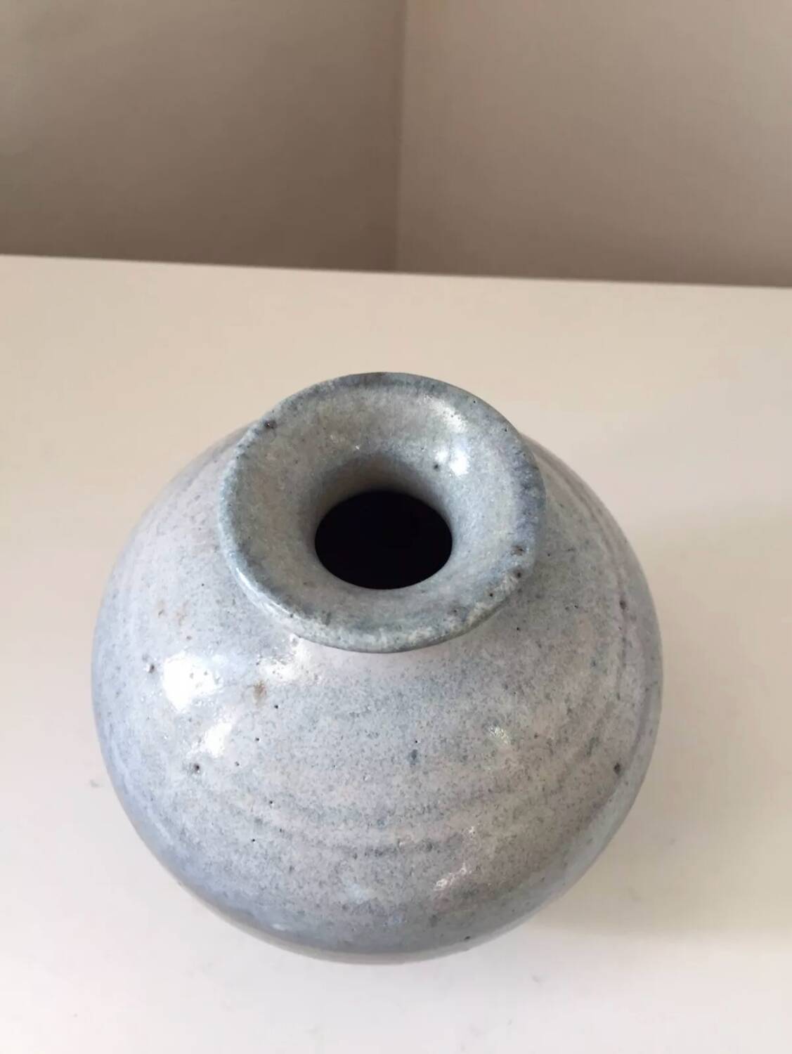 Vintage stoneware ceramic round ball vase