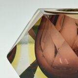 Vase géométrique en verre Sommerso de Murano, Italie, années 1970